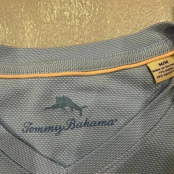 [M]Tommy Bahama Sky Blue  Cape Cayo Vneck Modal Blend S/S Shirt Men - Picture 7 of 8